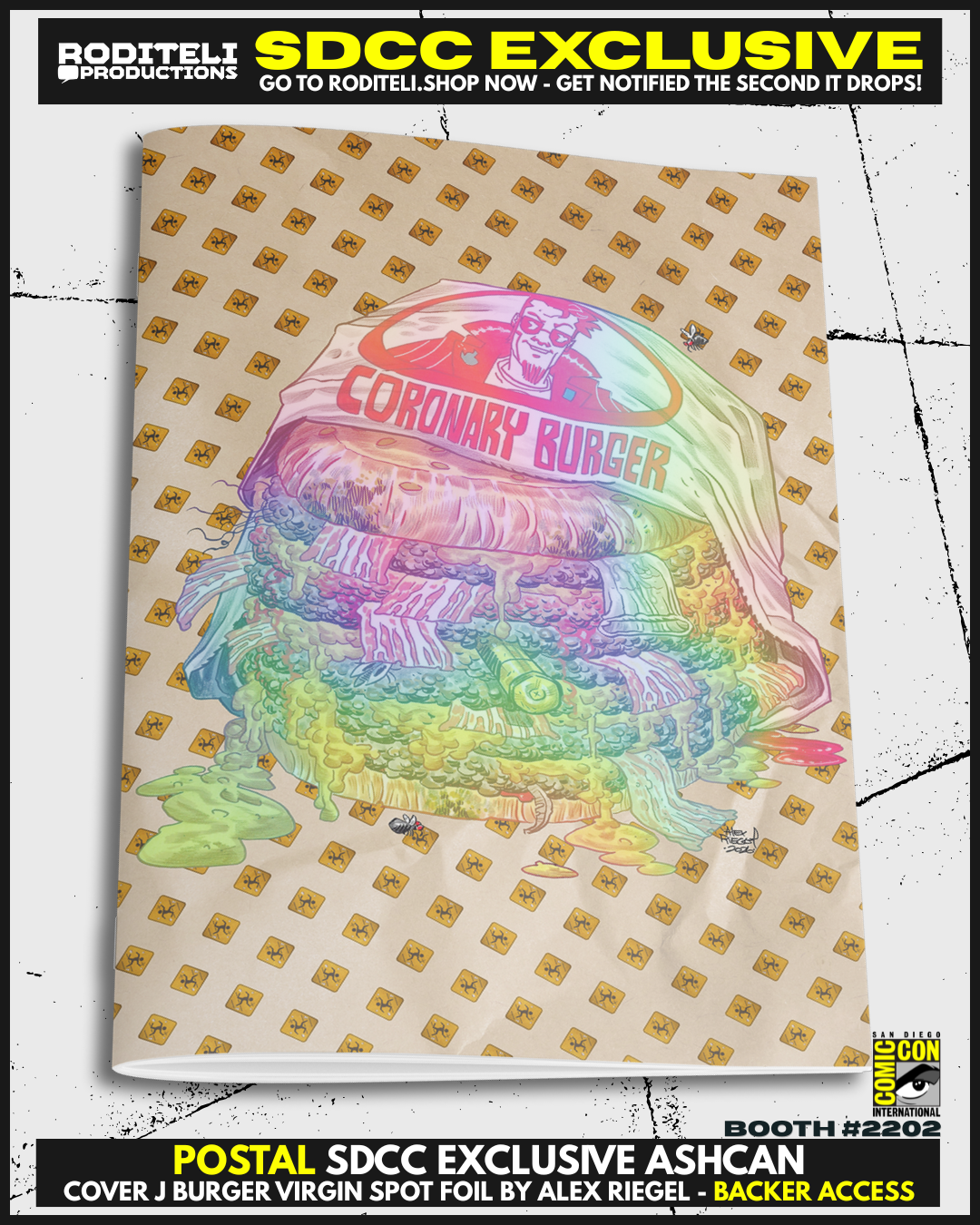 POSTAL ASHCAN COVER J SPOT FOIL BUGER BY ALEX RIEGEL | SDCC EXCLUSIVE | BACKER ACCESS (ONLY 4 COPY AVAILABLE)
