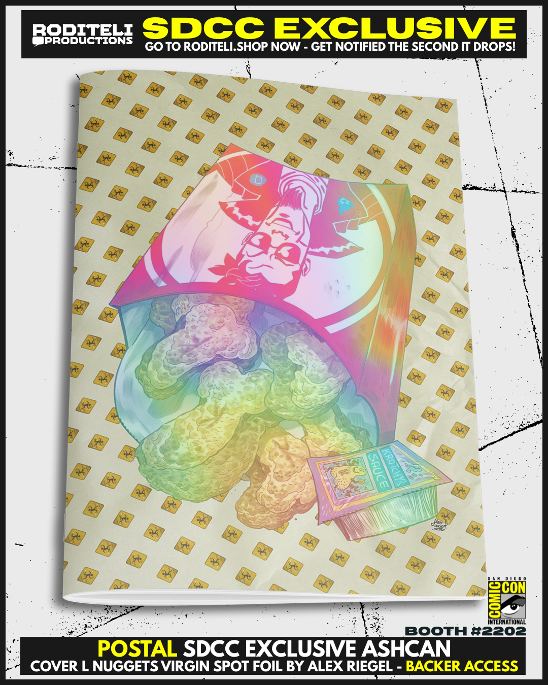 POSTAL ASHCAN COVER L SPOT FOIL NUGGETS BY ALEX RIEGEL | SDCC EXCLUSIVE | BACKER ACCESS (ONLY 4 COPY AVAILABLE)