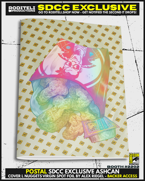 POSTAL ASHCAN COVER L SPOT FOIL NUGGETS BY ALEX RIEGEL | SDCC EXCLUSIVE | BACKER ACCESS (ONLY 4 COPY AVAILABLE)