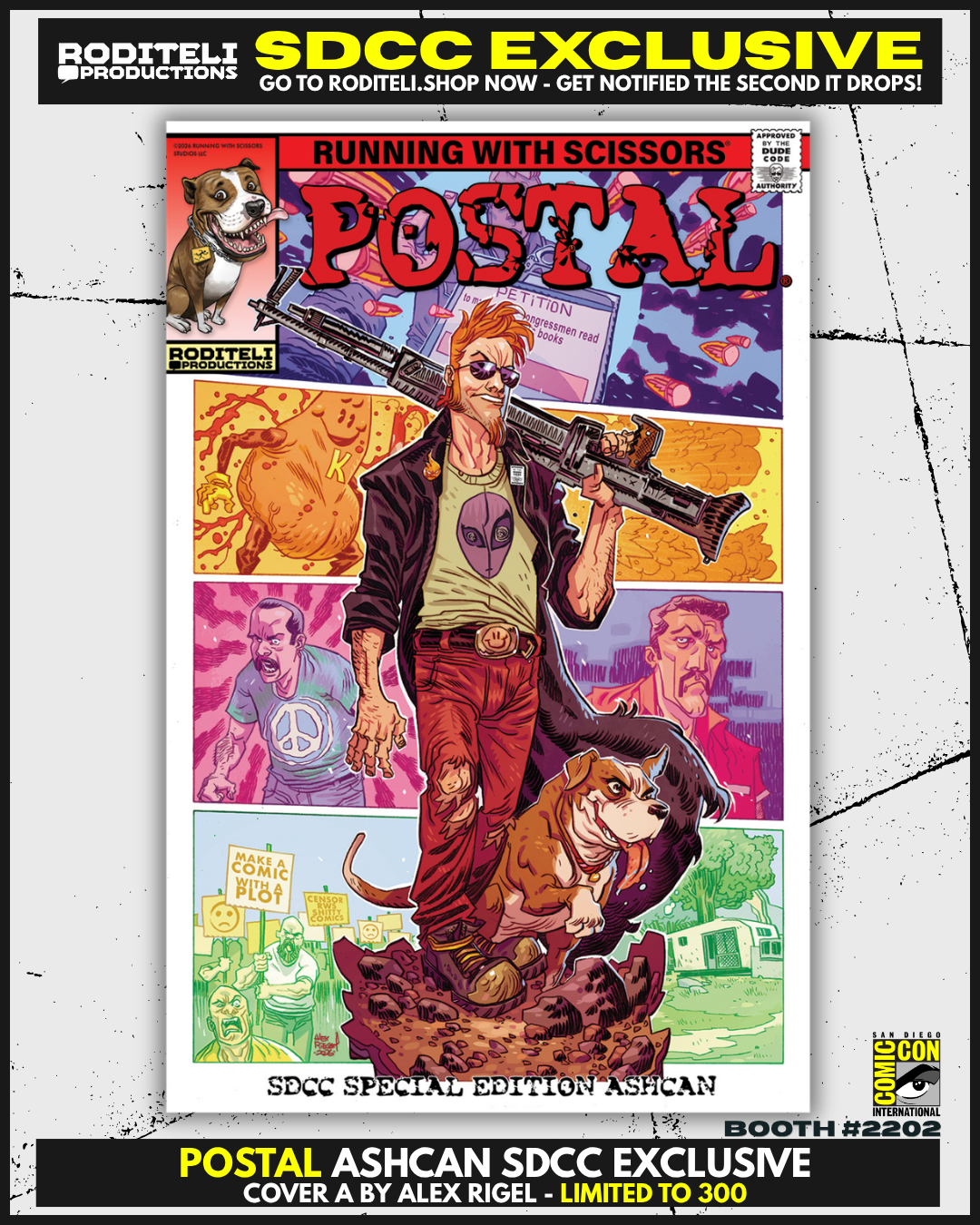POSTAL ASHCAN COVER A BY ALEX RIEGEL | SDCC EXCLUSIVE