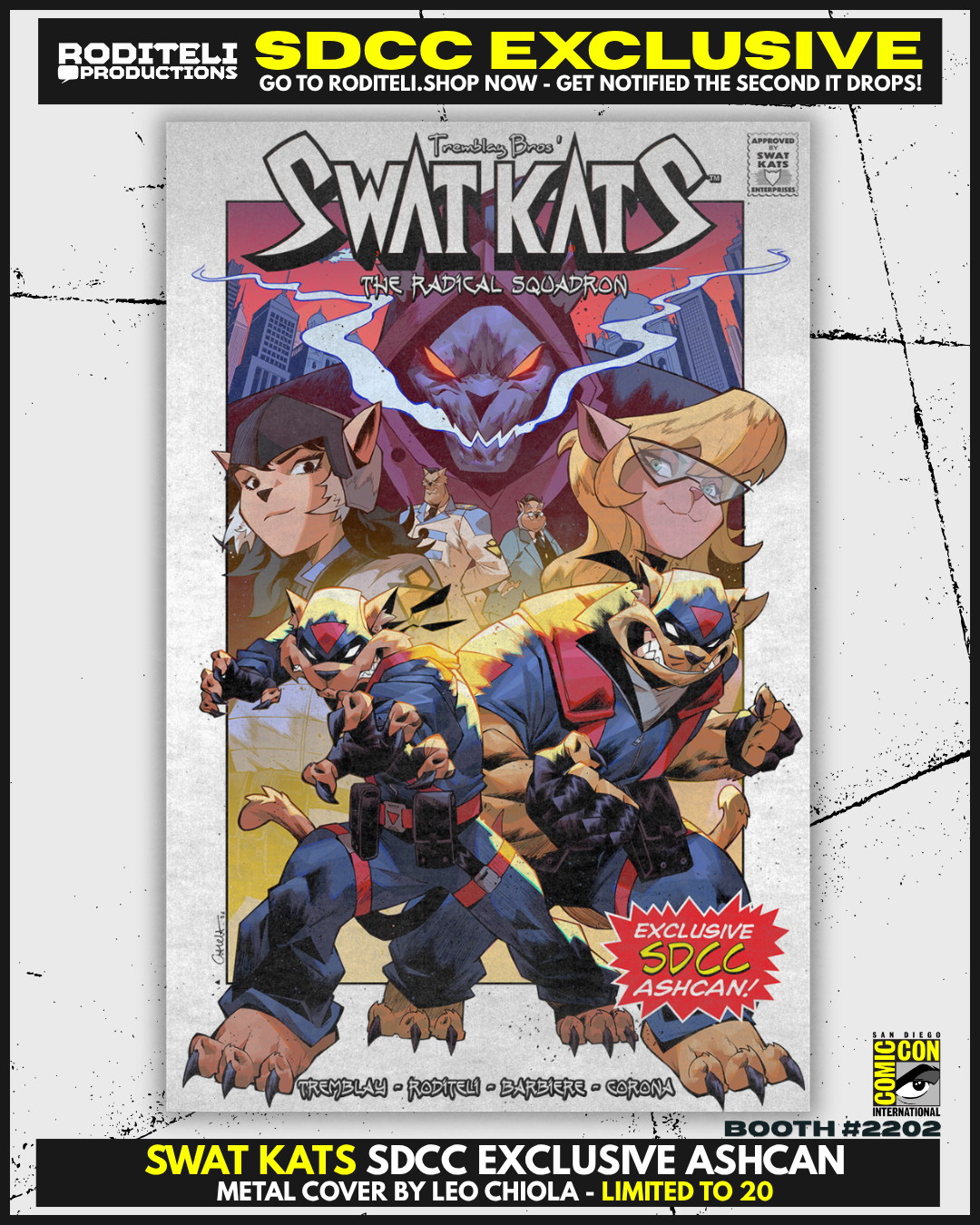 SWAT KATS ASHCAN METAL COVER BY LEO CHIOLA | SDCC EXCLUSIVE