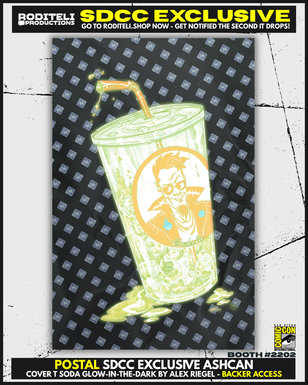 POSTAL ASHCAN COVER T SODA GLOW-IN-THE-DARk BY ALEX RIEGEL | SDCC EXCLUSIVE | BACKER ACCESS (ONLY 1 COPY AVAILABLE)