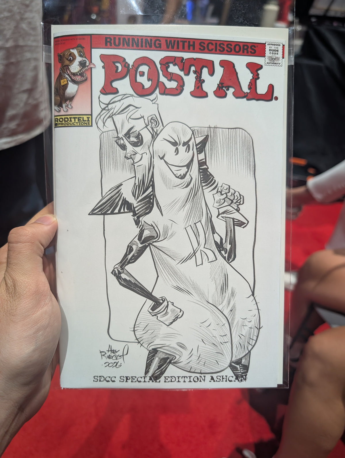 POSTAL ASHCAN EVIL KROTCHY SKETCH COVER! SDCC EXCLUSIVE!