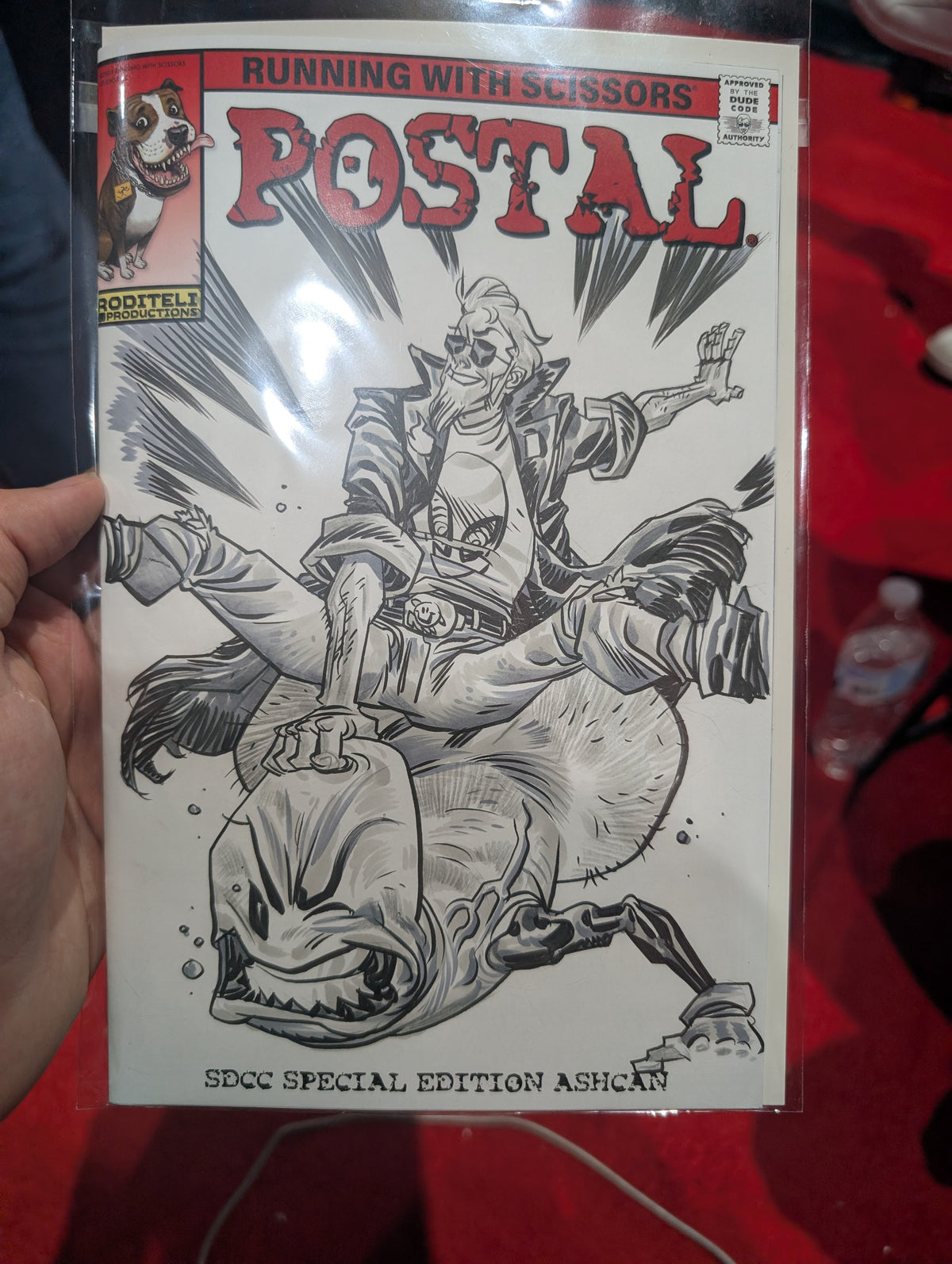 POSTAL ASHCAN POSTAL DUDE VS KROTCHY SKETCH COVER! SDCC EXCLUSIVE!
