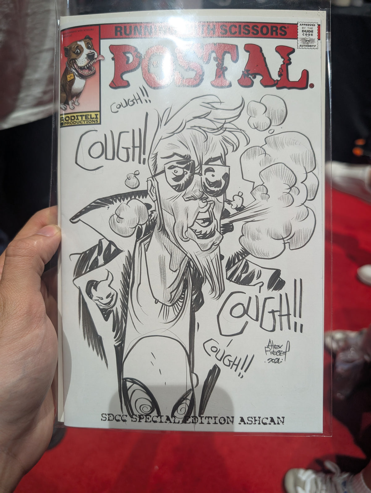POSTAL ASHCAN COUGH! SKETCH COVER! SDCC EXCLUSIVE!