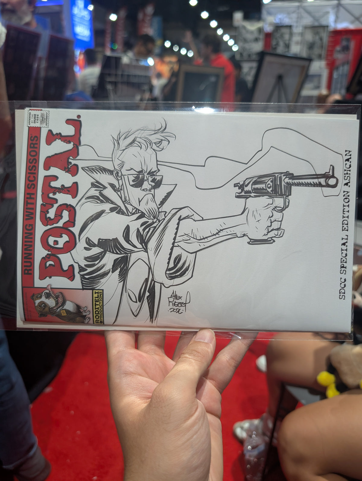 POSTAL ASHCAN SHOT DUDE! SKETCH COVER! SDCC EXCLUSIVE!